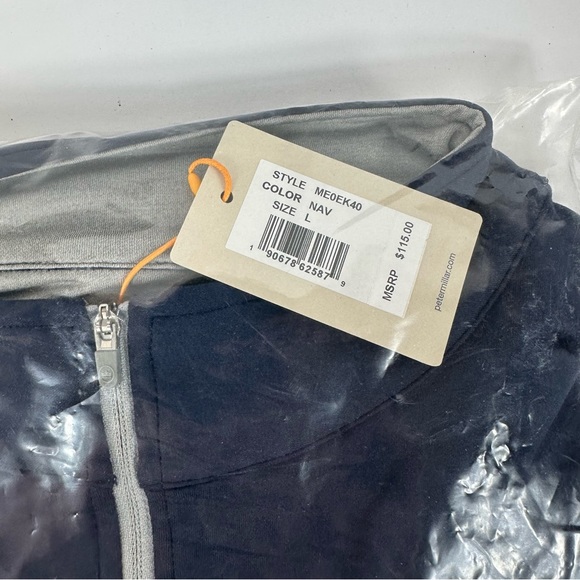 Peter Millar Performance Quarter-Zip Men’s Pullover Navy Blue ME0EK40 NWT - Picture 6 of 9